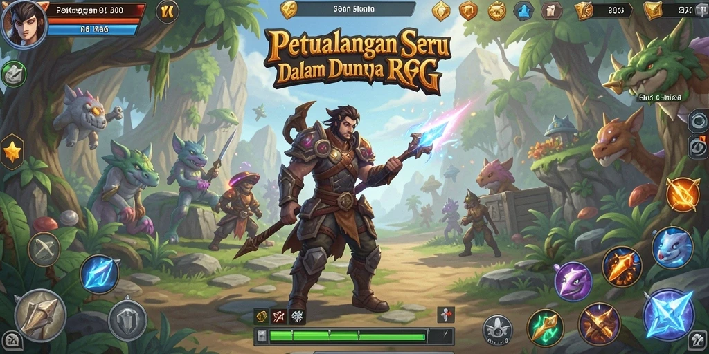 Tampilan gameplay menampilkan petualangan seru di dunia fantasi RPG.