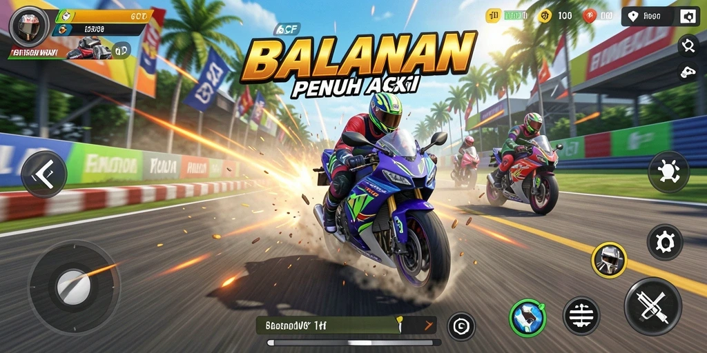 Tampilan menarik dari gameplay Motor Racing di 6CF.