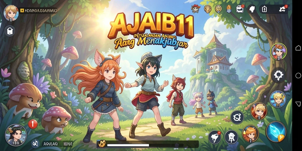 Tampilan gameplay AJAIB11 yang menawan dengan karakter anime yang hidup.