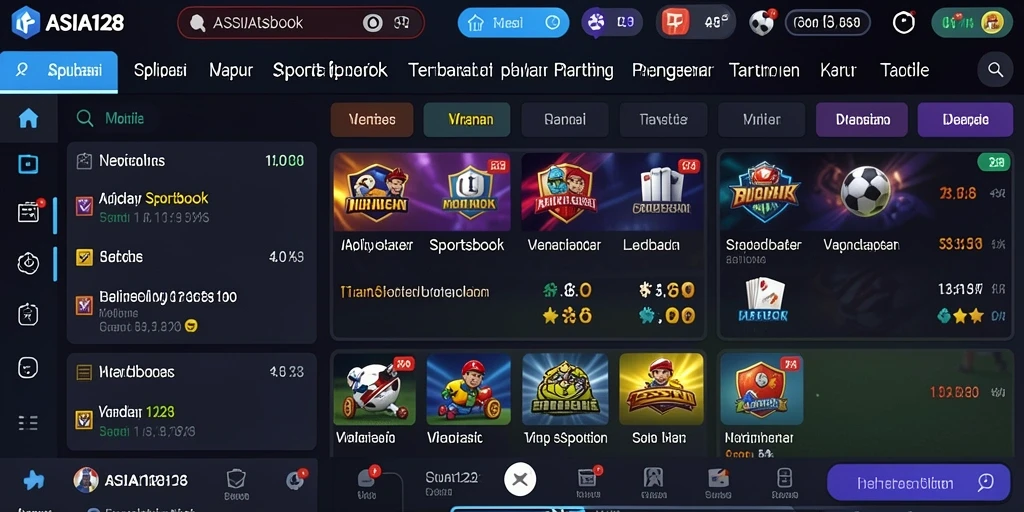 Tampilan antarmuka ASIA128 yang menarik dan informatif untuk taruhan Sportsbook.