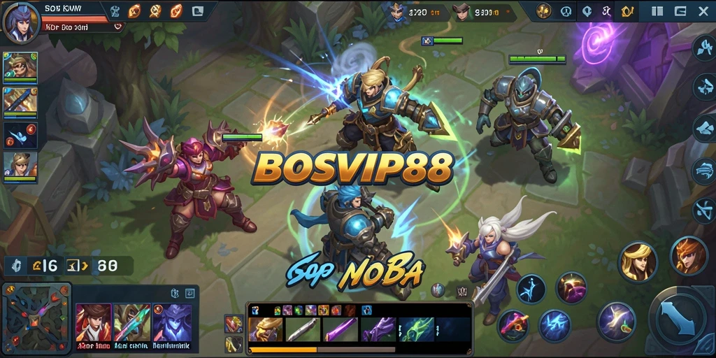 Tampilan gameplay menakjubkan dari BOSVIP88 dalam pertempuran MOBA.