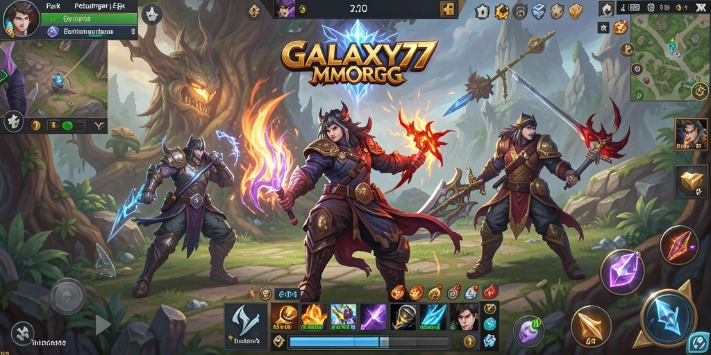Tangkapan layar gameplay GALAXY77 yang menonjolkan aksi petualangan.
