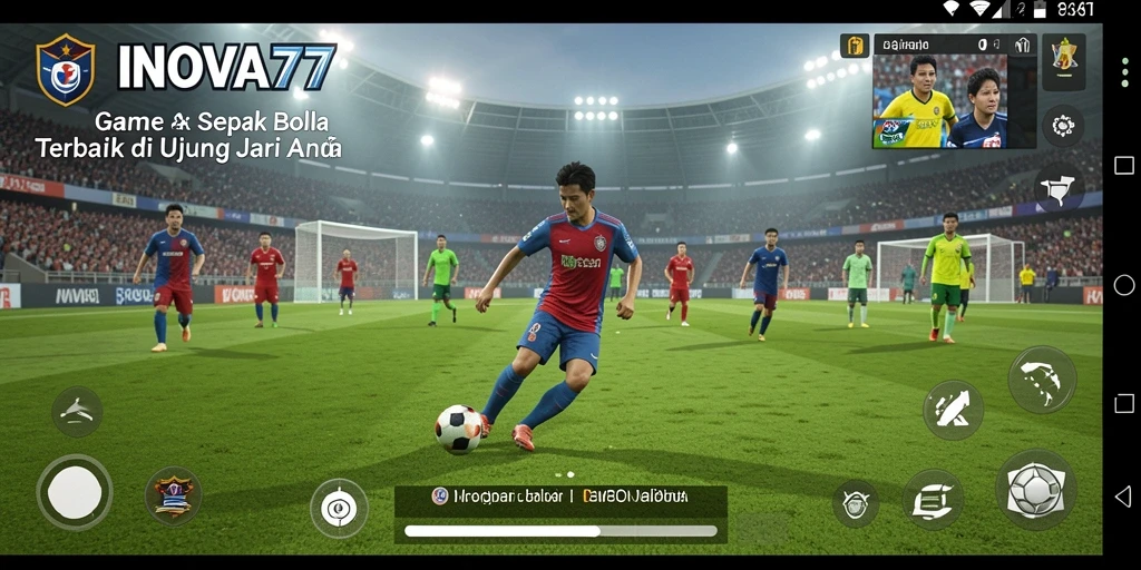 Tampilan gameplay menarik dari INOVA77 yang menunjukkan aksi sepak bola intens.