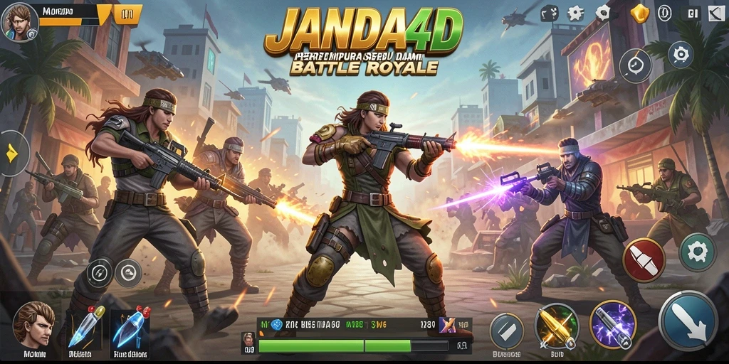 Tampilan gameplay JANDA4D yang penuh aksi dalam Battle Royale.