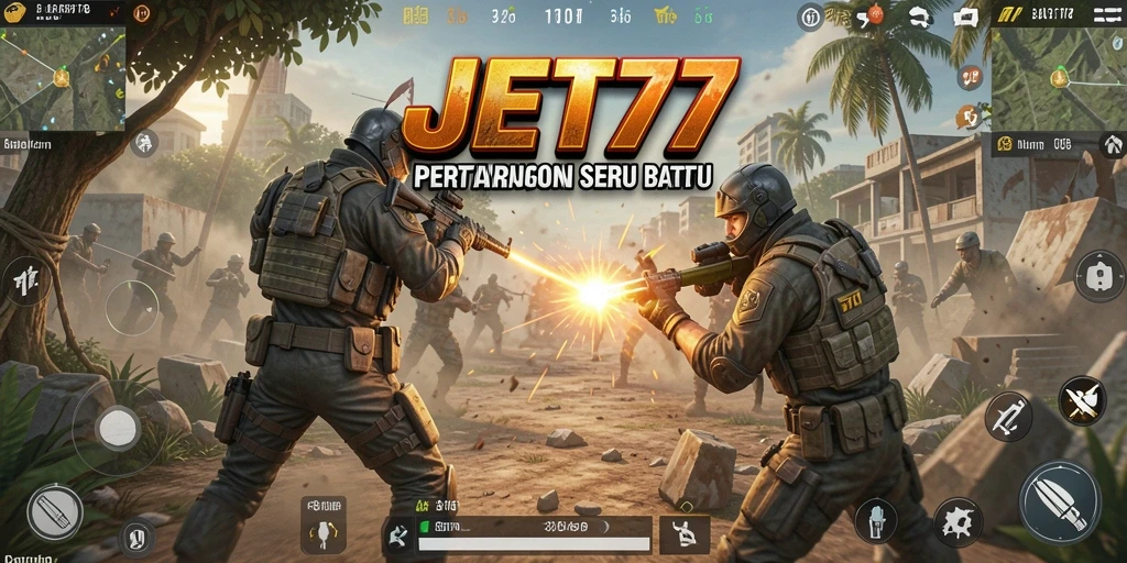 Screenshot menunjukkan aksi intens dalam pertempuran Battle Royale.