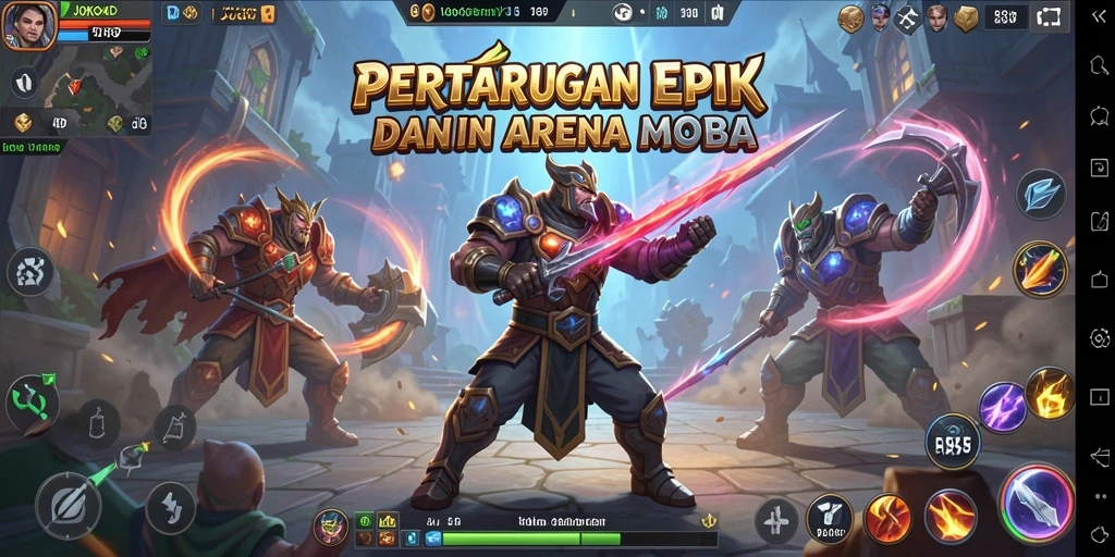Gameplay JOKO4D menunjukkan pertarungan tim yang intens dan strategi cerdas.