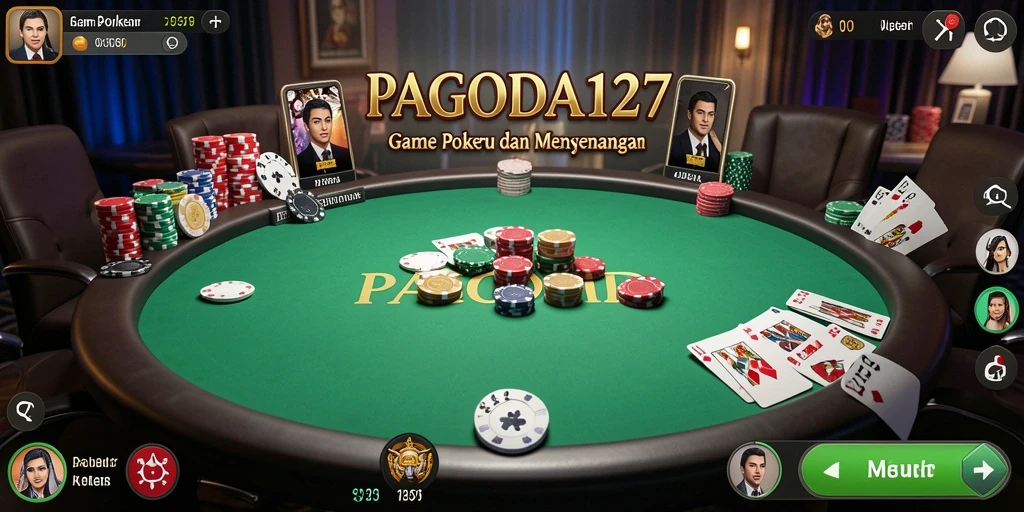 Screenshot menunjukkan suasana permainan Poker yang menegangkan di PAGODA127.