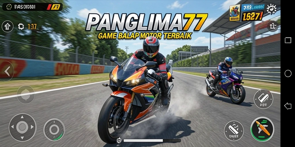 Tampilan gameplay seru dalam balapan motor PANGLIMA77.