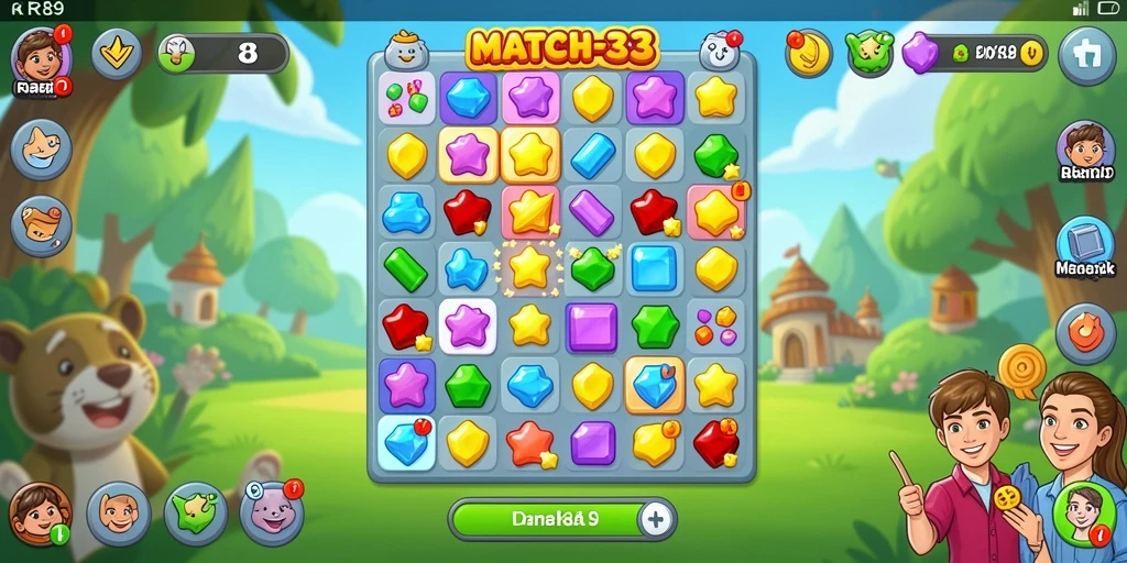 Screenshot utama RR89 menunjukkan gameplay Match-3 yang seru.