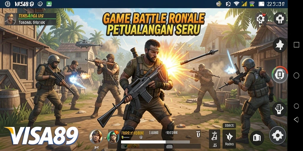 Tampilan gameplay mendebarkan di <strong>VISA89</strong> saat bertempur di arena.