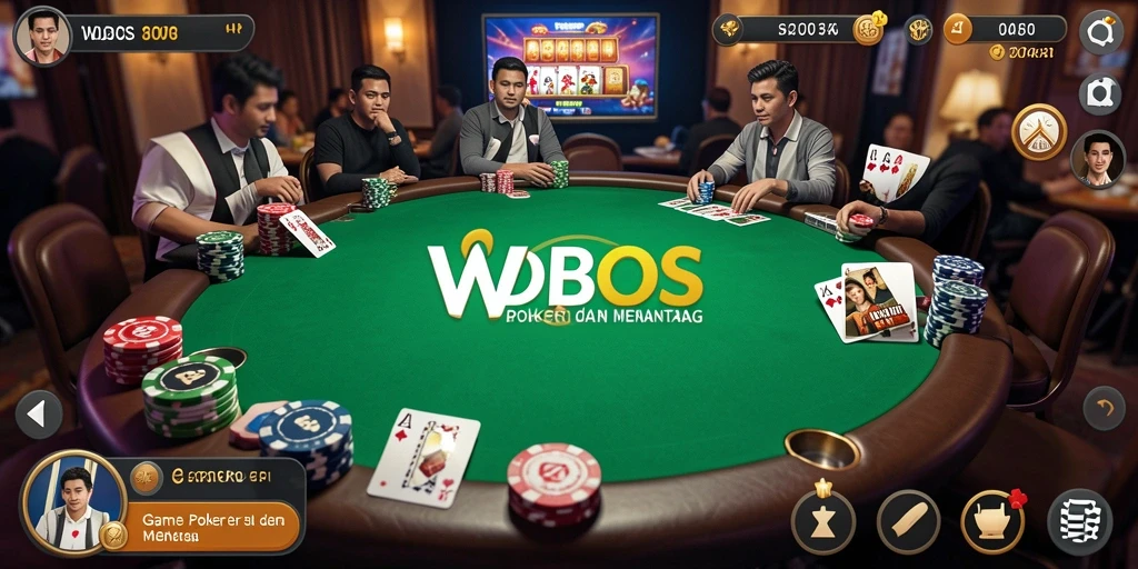 Screenshot gameplay WDBOS menampilkan suasana Poker yang penuh semangat.