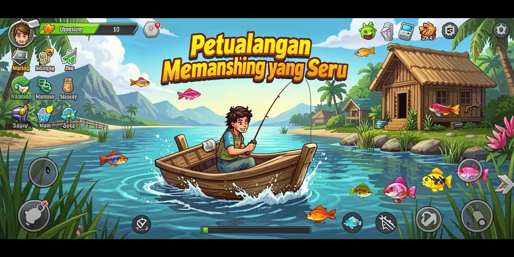 Tampilan gameplay ZK3 saat menangkap ikan di laut lepas.