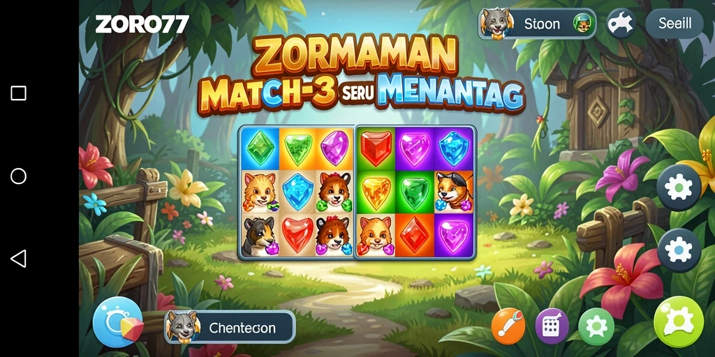Tampilan menarik gameplay ZORO77 yang penuh tantangan Match-3.